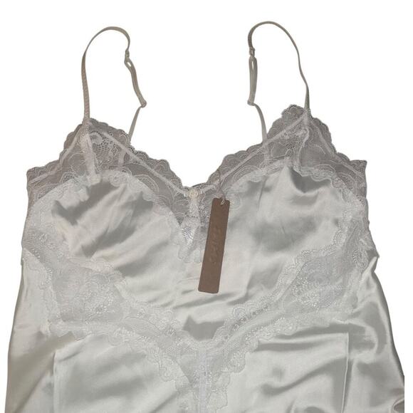 SKIMS Women’s Ivory Woven Shine LACE MIDI SLIP DRESS | NEW/NWT!! - Picture 9 of 12